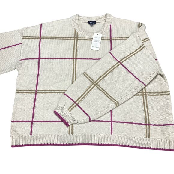 Splendid Womens Plaid Knit Crew Neck Sweater Top Size Large MSRP $148 - Picture 12 of 16